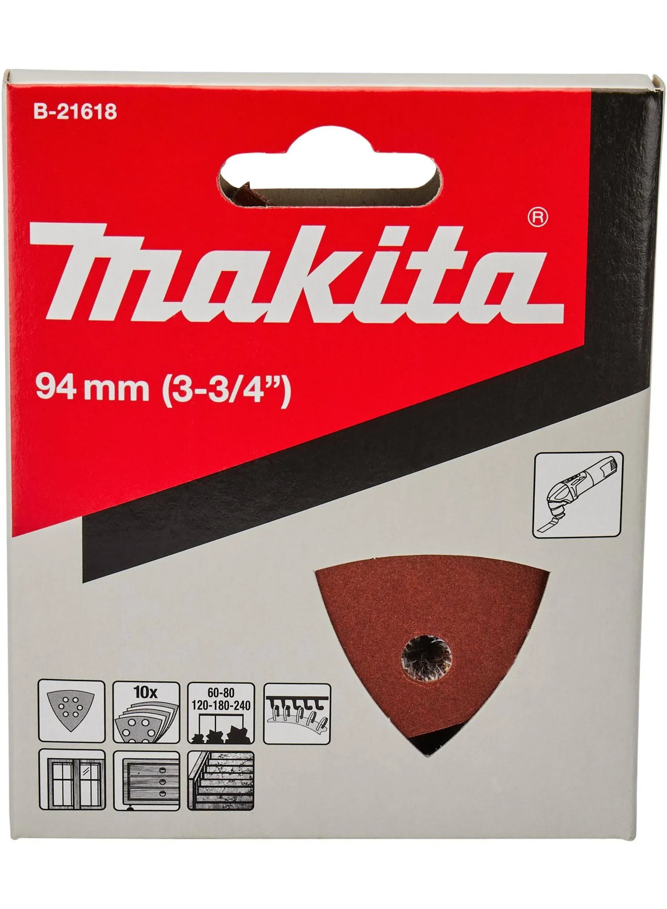 Makita 93mm Abrasive Delta Sandpaper x Mixed Assorted Grit - 10Pce