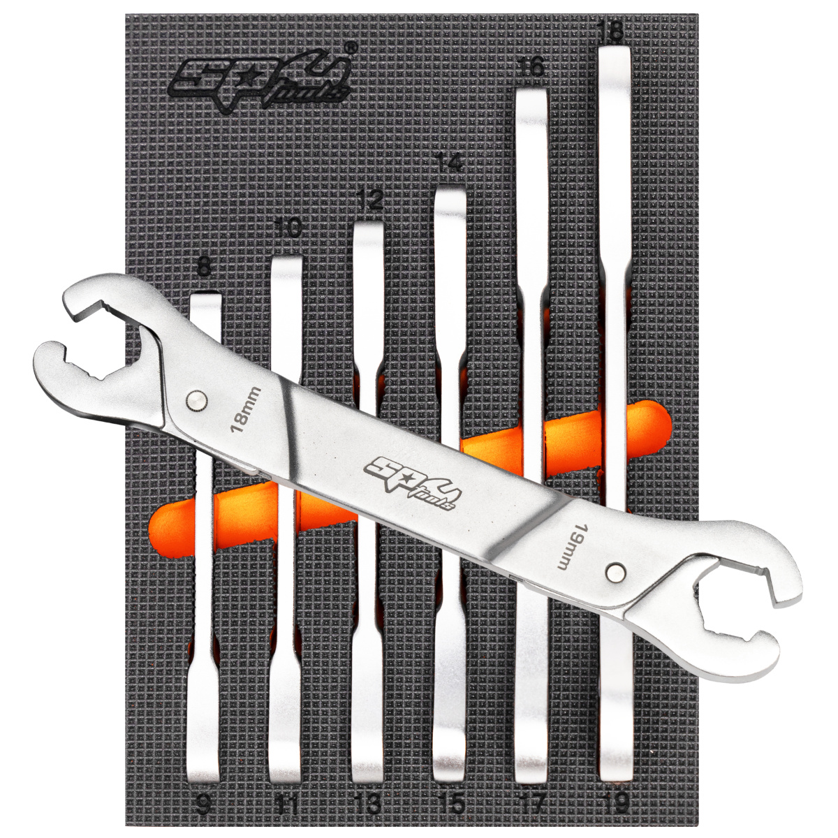 SP Tools 6Pce Metric and SAE Ratcheting Flare Nut Spanner Set SP10046