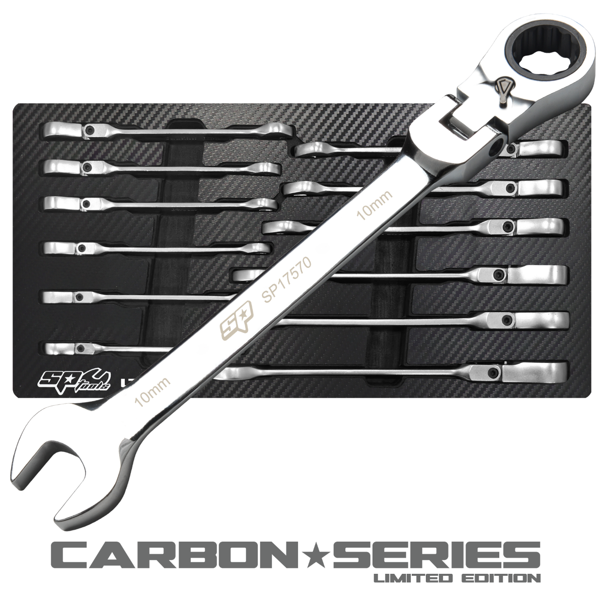 SP Tools 12Pce Flex Head Gear Drive ROE Reversible Quad Drive Metric Spanner Set SP19112X
