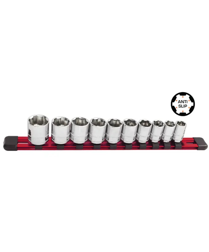SP Tools 10Pce SAE 3/8"Dr Xtreme Grip Socket Rail Set SP33025