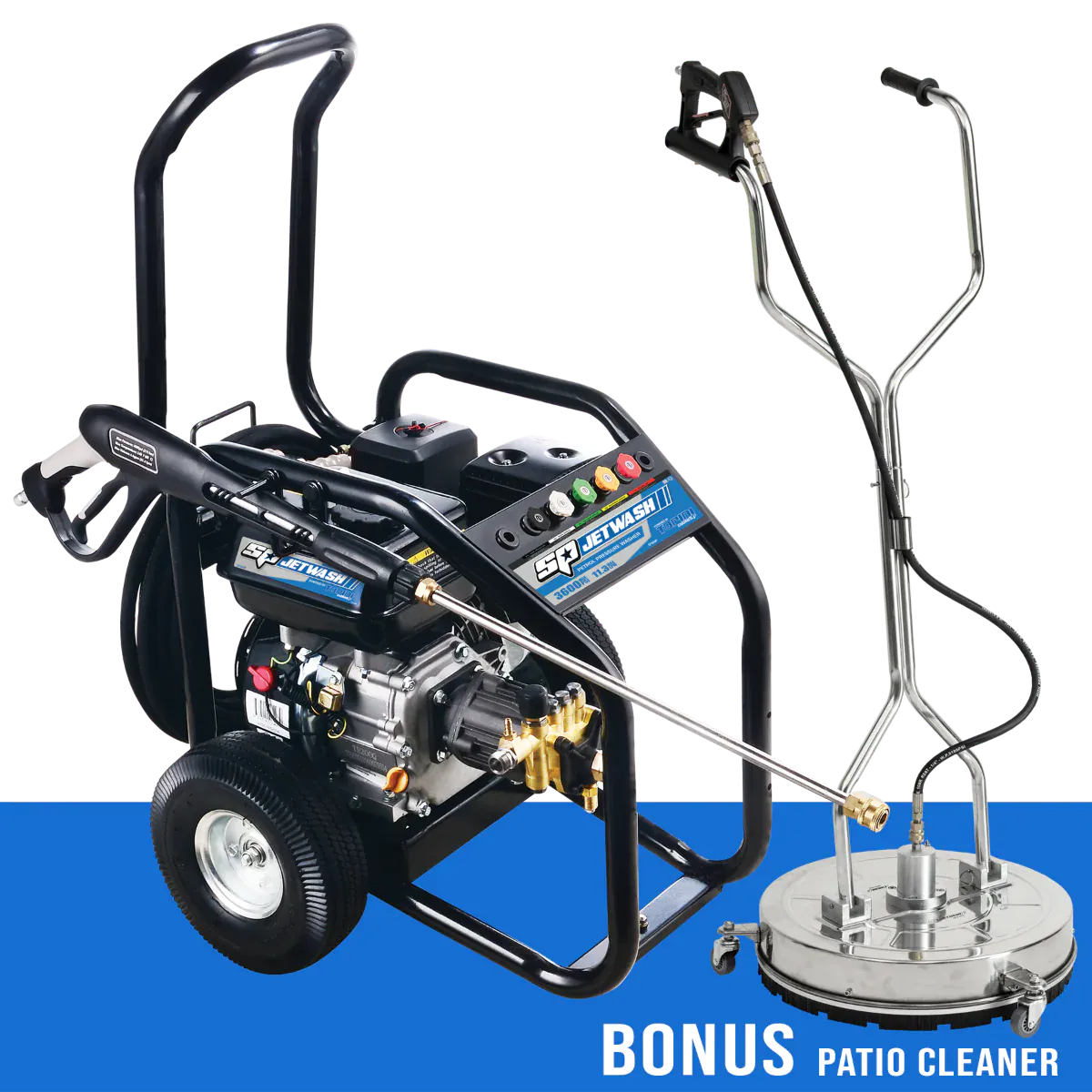 SP Tools 3600psi 11.3LPM Heavy Duty Petrol Pressure Washer With Bonus Patio Cleaner SP360PLE | Limited Edition