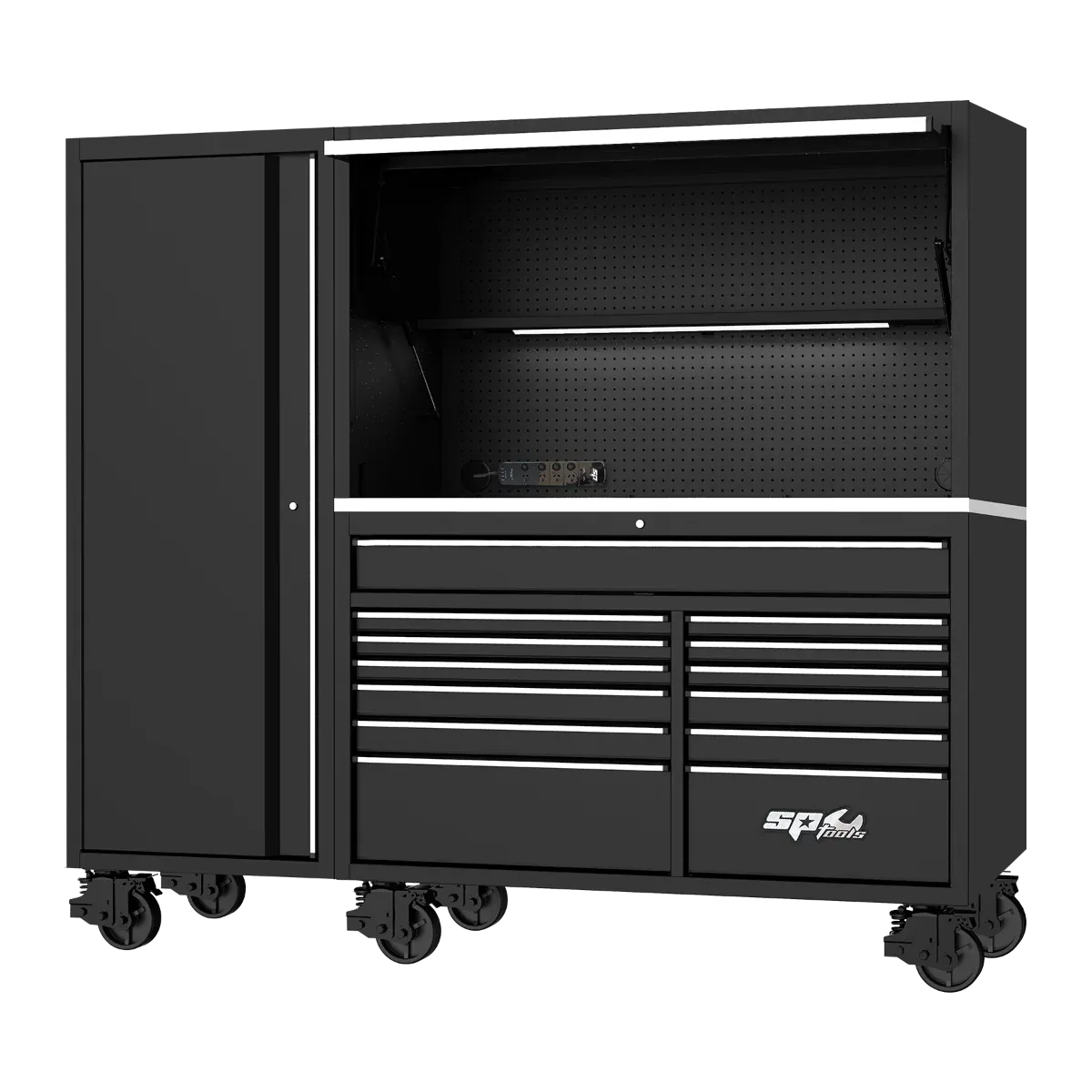 SP Tools USA Sumo Series 86" Roll Cab, Power Hutch and Side Cabinet 730Pce Metric and SAE Tool Kit SP50815