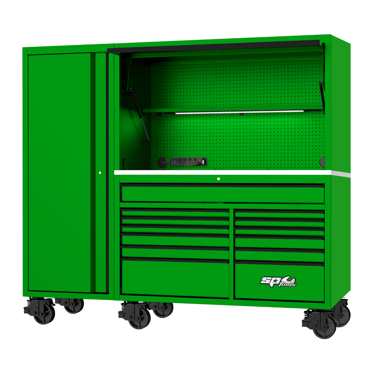 SP Tools USA Sumo Series 86" Roll Cab, Power Hutch and Side Cabinet 730Pce Metric and SAE Tool Kit SP50815