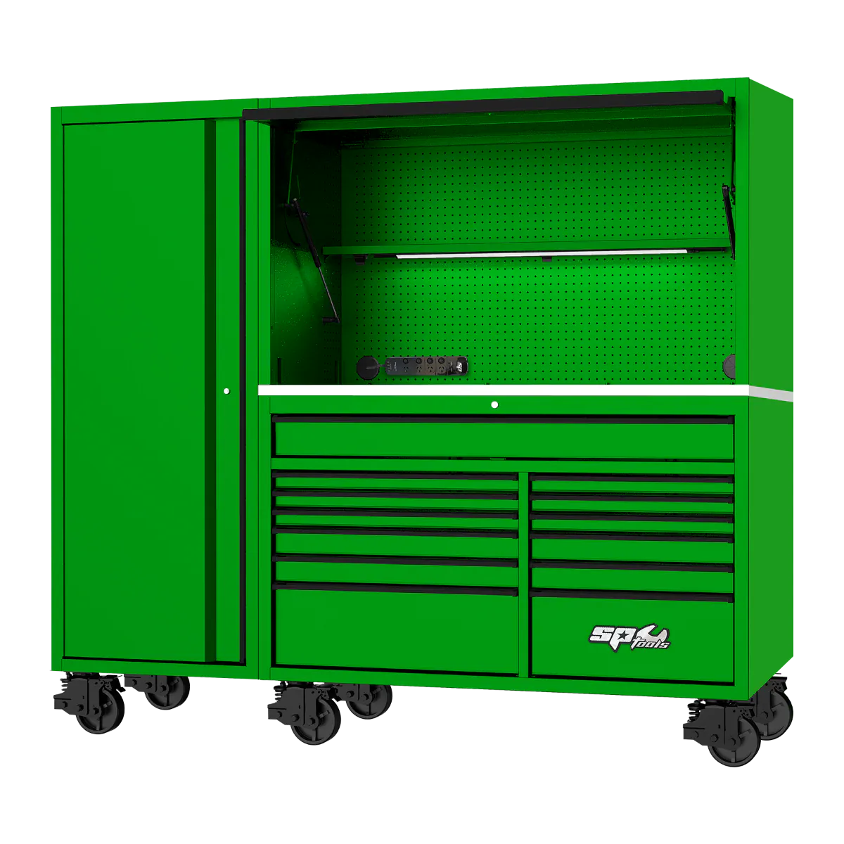 SP Tools USA Sumo Series 86" Roll Cab, Power Hutch and Side Cabinet 730Pce Metric and SAE Tool Kit SP50815
