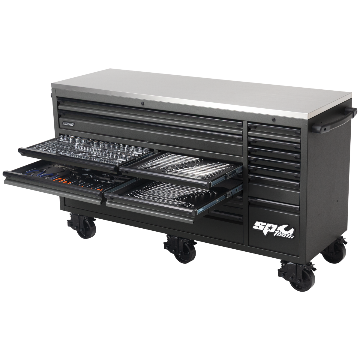 SP Tools 73" USA Sumo Series Roller Cabinet 465Pce Metric and SAE Tool Kit SP50827