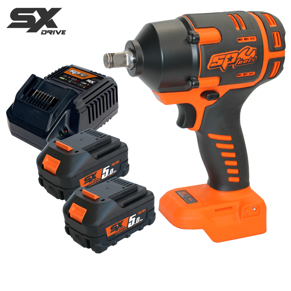 SP Tools SX Drive 2x5.0Ah 18v 1/2"Dr Brushless Impact Wrench Kit SP83134