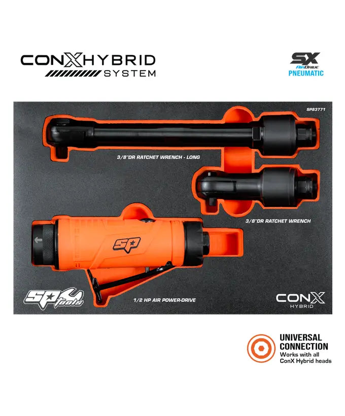SP Tools CONX Hybrid Fastener Air System Kit Cordless & Pneumatic Interchangeable Multi-Tool System SP83771