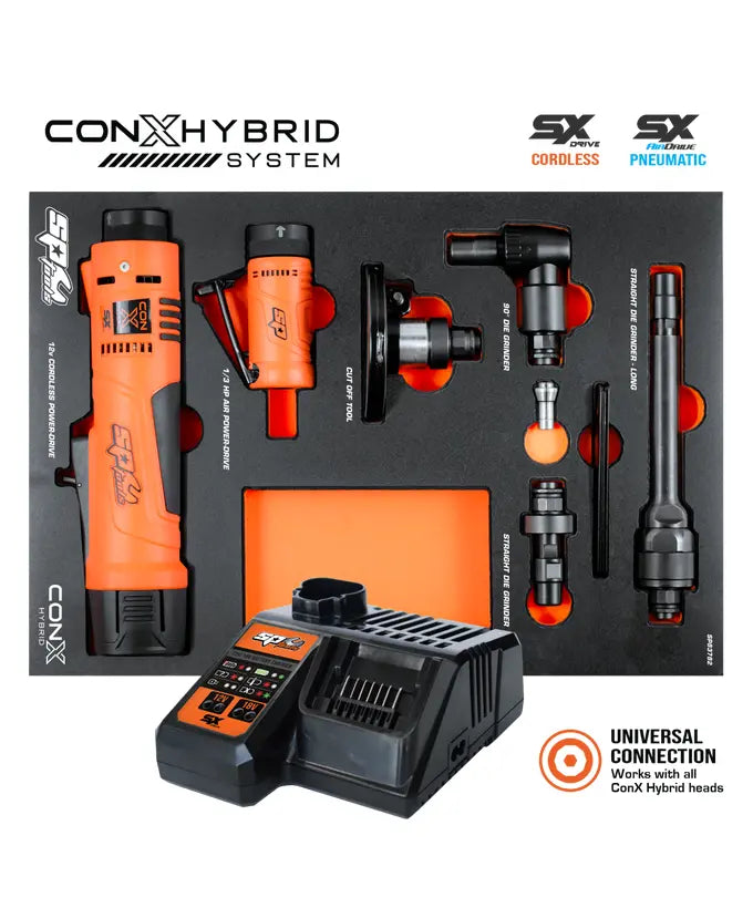 SP Tools CONX Hybrid Cut & Grind System Kit Cordless & Pneumatic Interchangeable Multi-Tool System SP83782