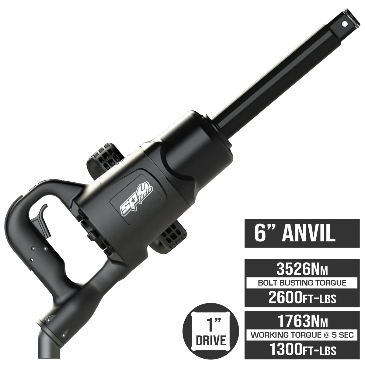 SP Tools 3526Nm 1”Dr Air Impact Wrench | 2" or 6" Anvil SP9870