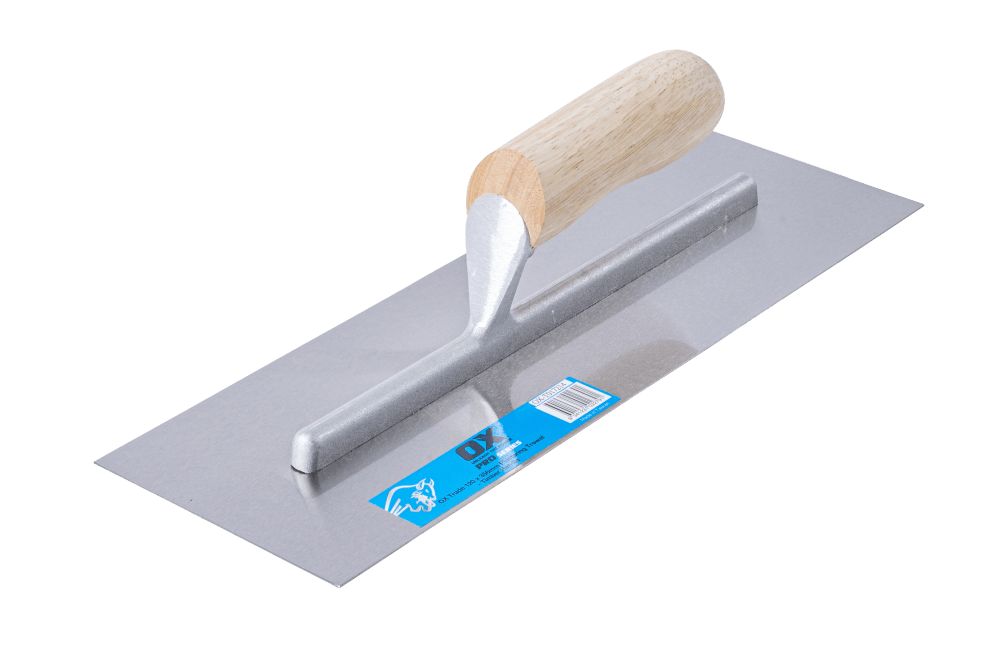 OX Trade Carbon Steel Plastering Finishing Trowel with Timber Handle OX-T017211 / OX-T017214