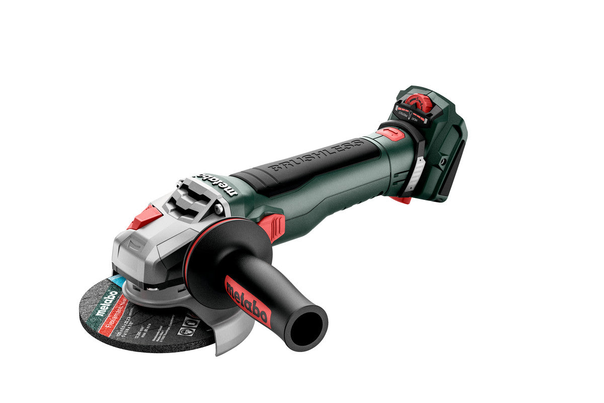 18V Brushless 125mm Angle Grinder with Variable Speed (2800-10000rpm), Brake & Quick Locking Nut - 613057850 by Metabo