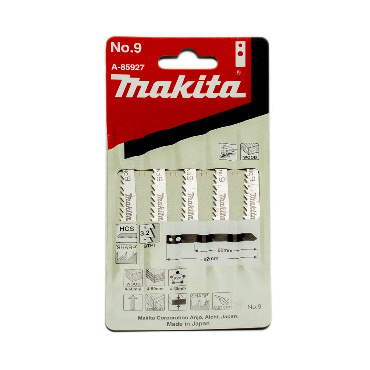 5Pce Wood / Plywood / PVC Cutting Jigsaw Blades No. 9 A-85927 by Makita