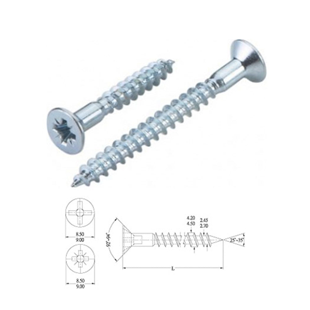 1000Pce 4.5 x 25mm (1") Pozi Drive Supachip Screws 068-0801 by Halliday Hardware