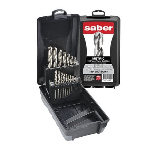 19Pce Metric 1-13mm HSS Bright Finish Drill Set in ABS Plastic Case 10-SBM5P by Saber