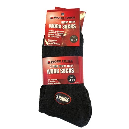 Heavy Duty Work Socks 3 Pair Size 7-11 11381 by Work Force