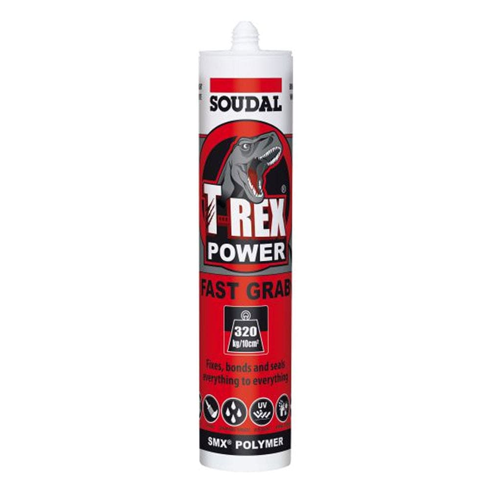 Soudal 290ml Cartridge of T-Rex Power Fast Grab Adhesive Sealant in Jet Black 124435