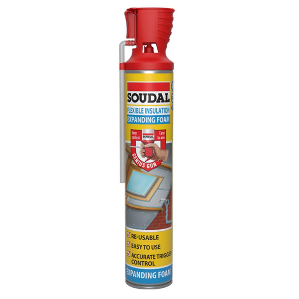 750ml Cartridge of Genius Gun Flexible Insulation Expanding Foam in Blue 130425 by Soudal