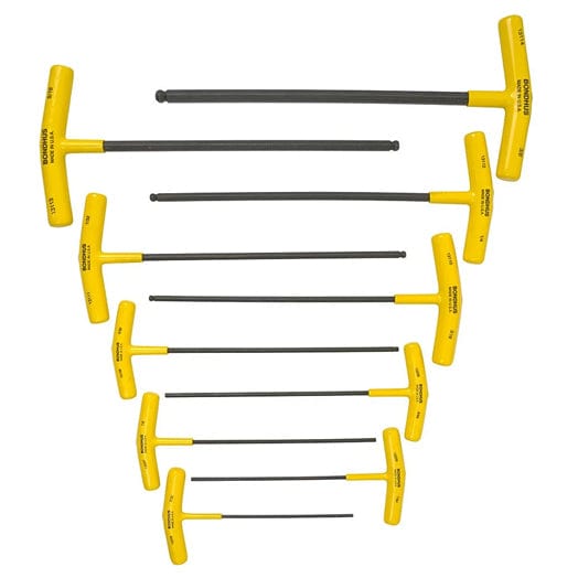 10pce Ball End Hex Tip T Handle Imperial Allen / Hex Key Set 13138 by Bondhus