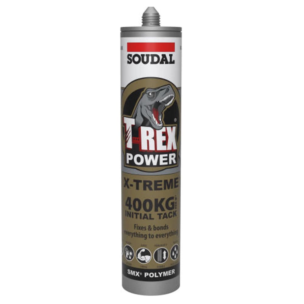290ml Cartridge of T-Rex Power Extreme Adhesive Sealant in White 134841 by Soudal
