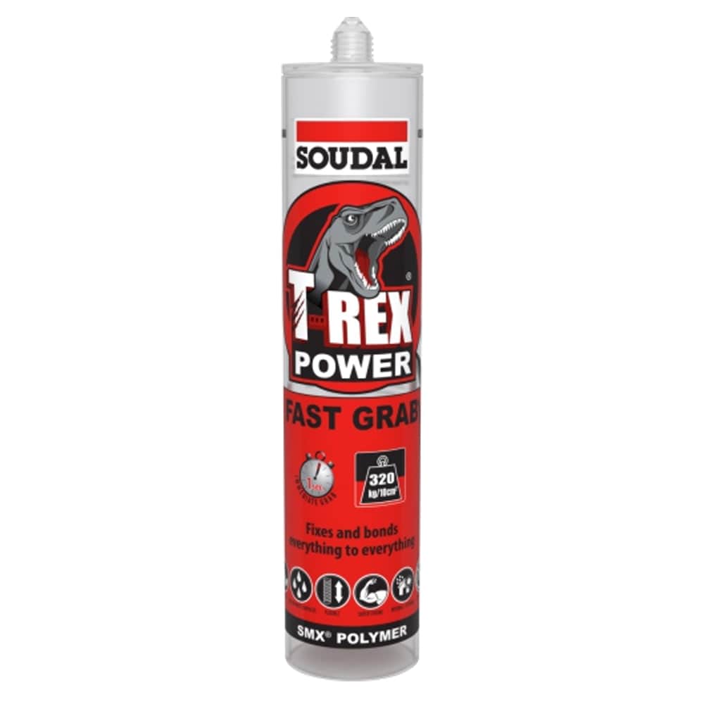 290ml Cartridge of T-Rex Power Fast Grab in Clear 134912 by Soudal