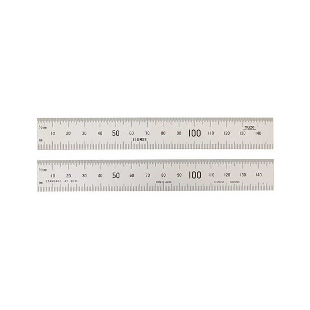 Stainless Steel Double Sided Ruler Metric (Graduations on Upper & Lower with Two Square Ends) by Toledo