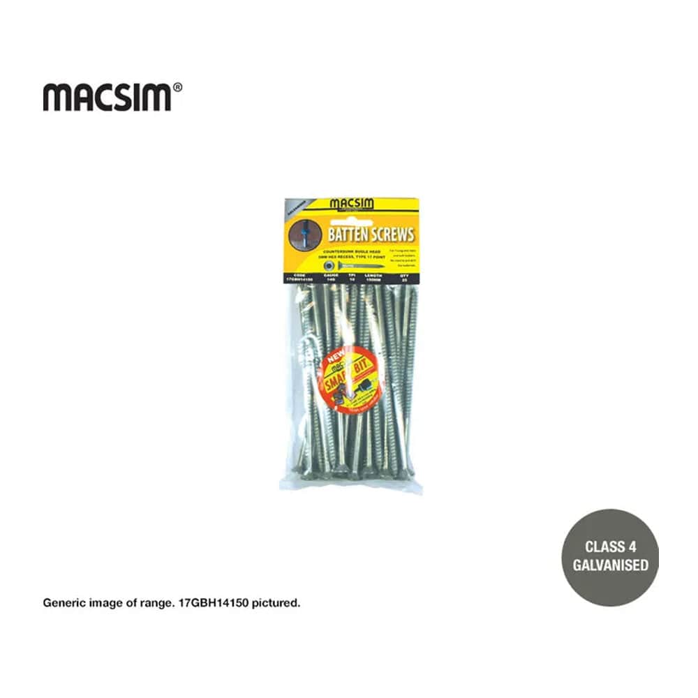 25Pce Hang Sell Pack of Type 17 14G x 50-100mm Galvanised Timber Batten Screws by Macsim