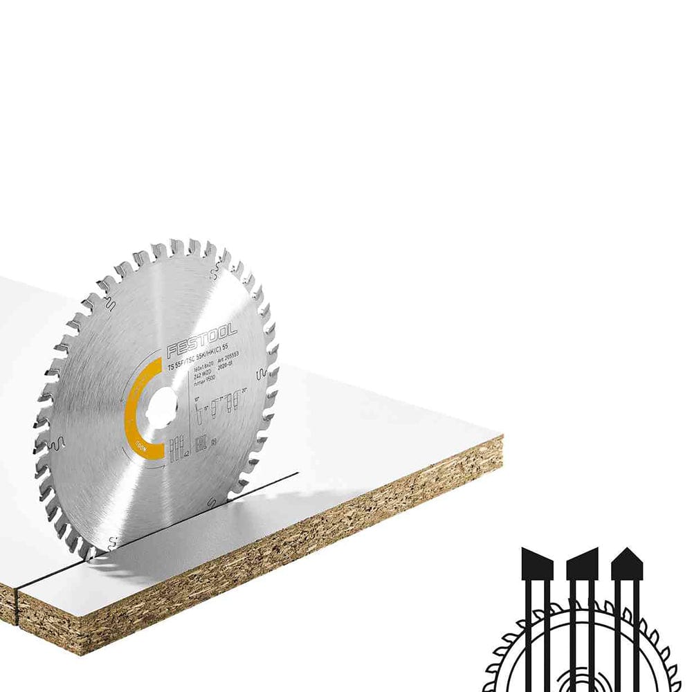 Fine Tooth Saw Blade 160mm x 1.8mm x 20mm x 42T 205553 by Festool
