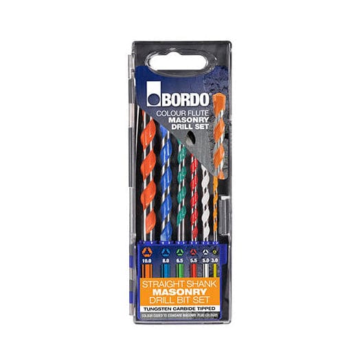6Pce Metric Masonry Coloured Coded Drill Bit Set 2532-S1 by Bordo