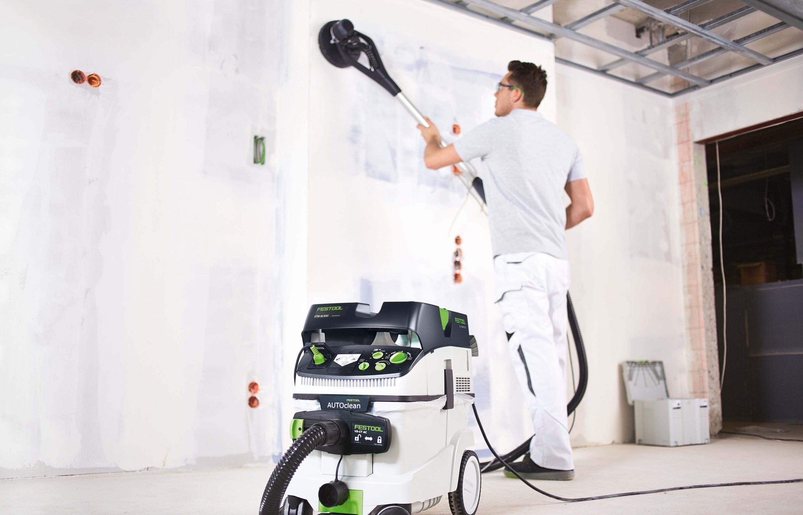 225mm Planex Easy Drywall Sander with M Class Dust Extractor Set LHS E 225 CTM 36-Set 270937 By Festool