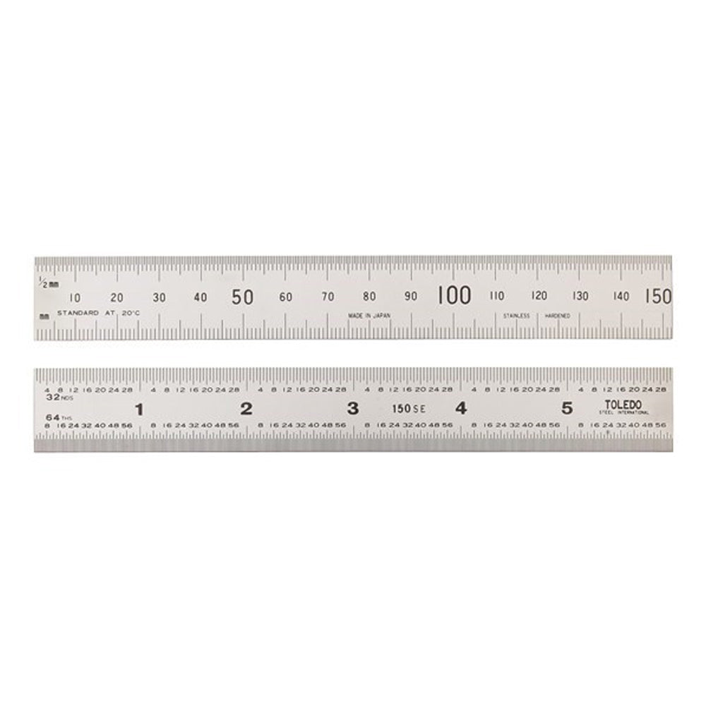 Stainless Steel Double Sided Metric & Imperial Ruler (Graduations on Upper & Lower) by Toledo