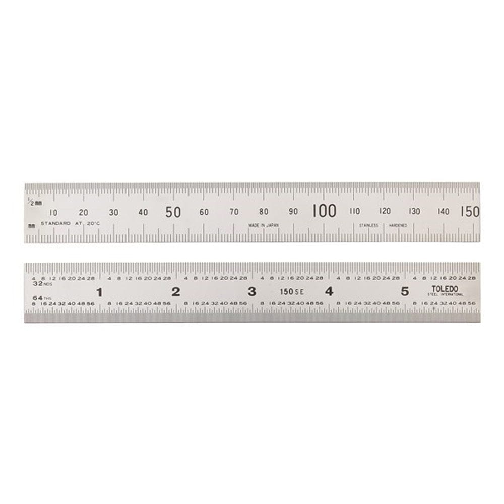 Stainless Steel Double Sided Metric & Imperial Ruler (Graduations on Upper & Lower) by Toledo