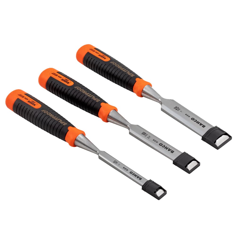3Pce ERGO Splitproof Woodworking Chisel Set in Cardboard Box 434-S3-EUR by Bahco