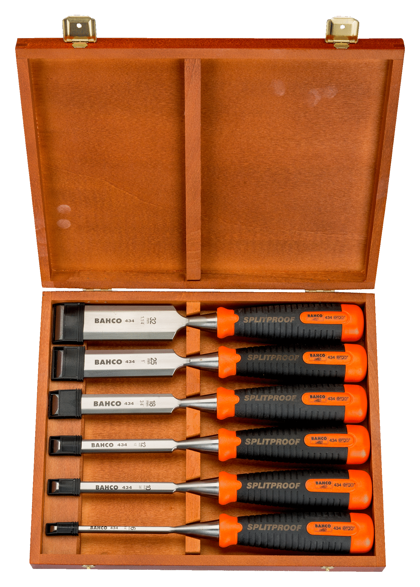 6Pce Woodworking Chisel Set in Wooden Box 434-S6-EUR by Bahco