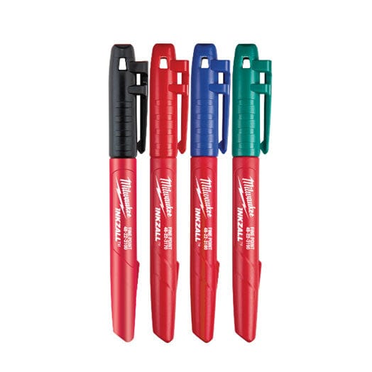 4Pce Assorted Colour Fine Tip Inkzall Markers 48223106 by Milwaukee