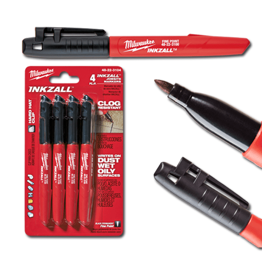 Milwaukee 4Pce Black Fine Point Inkzall Marker 48223104