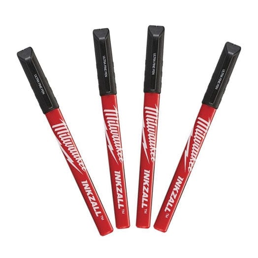 4Pce Black Ultra Fine Tip Inkzall Markers 48223164 by Milwaukee