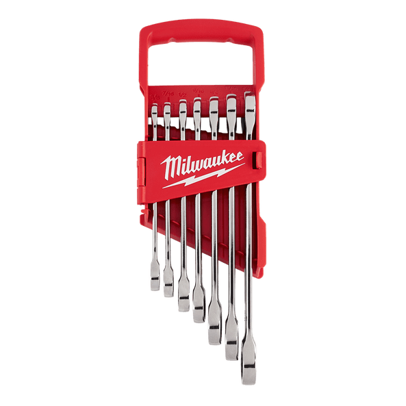 7Pce SAE / Imperial Ratcheting Combination Wrench Set 48229406 by Milwaukee