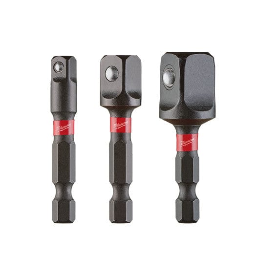 SHOCKWAVE Power Bit Socket Adapter 3Pc Set 1/4'' Hex to 1/4'', 3/8'', 1/2'' Square 48325033 by Milwaukee
