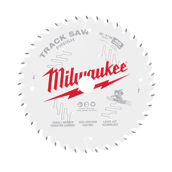165mm (6-1/2") x 20mm x 40T Finish Wood Track Saw Blade 48400625 by Milwaukee