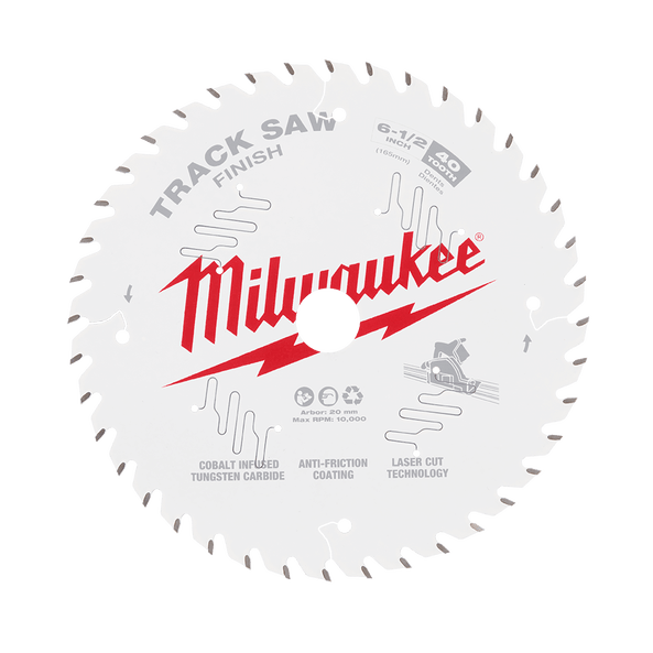 165mm (6-1/2") x 20mm x 40T Finish Wood Track Saw Blade 48400625 by Milwaukee