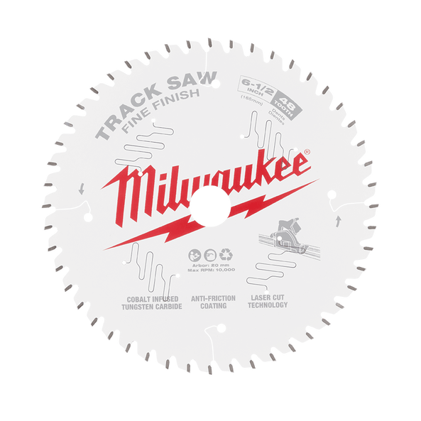 165mm (6-1/2") x 20mm x 48T Fine Finish Wood Track Saw Blade 48400627 by Milwaukee