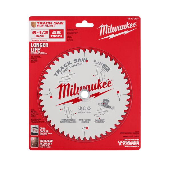 165mm (6-1/2") x 20mm x 48T Fine Finish Wood Track Saw Blade 48400627 by Milwaukee
