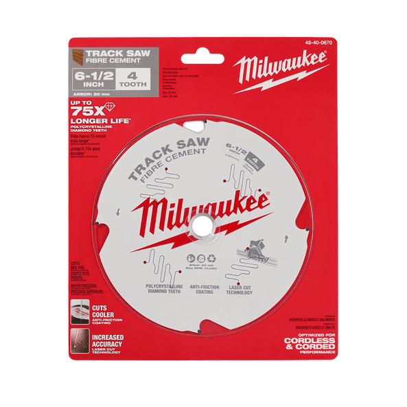 160mm (6-1/2") x 20mm x 4T PDC Fibre Cement Track Saw Blade 48400670 by Milwaukee