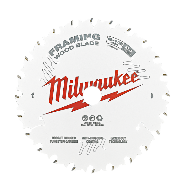 165mm (6-1/2") x 20mm x 24T Circular Saw Blade suit Framing 48418620 by Milwaukee