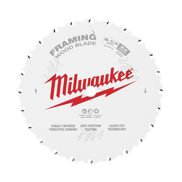 210mm (8-1/4") x 30mm x 24T Circular Saw Blade suit Ripping / Framing (In Hang Sell Pack) 48408820 by Milwaukee