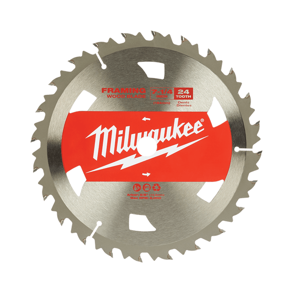 184mm (7-1/4") x 20mm x 24T Circular Saw Blade suit Framing 48418710 by Milwaukee