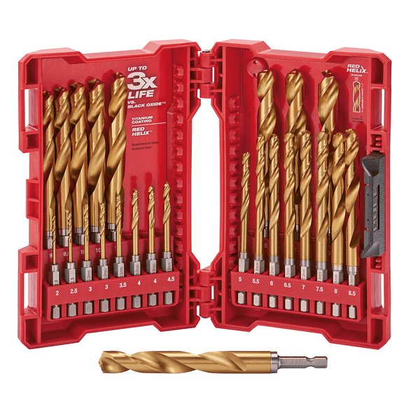 25Pce SHOCKWAVE Red Helix Titanium Kit 48894861 by Milwaukee