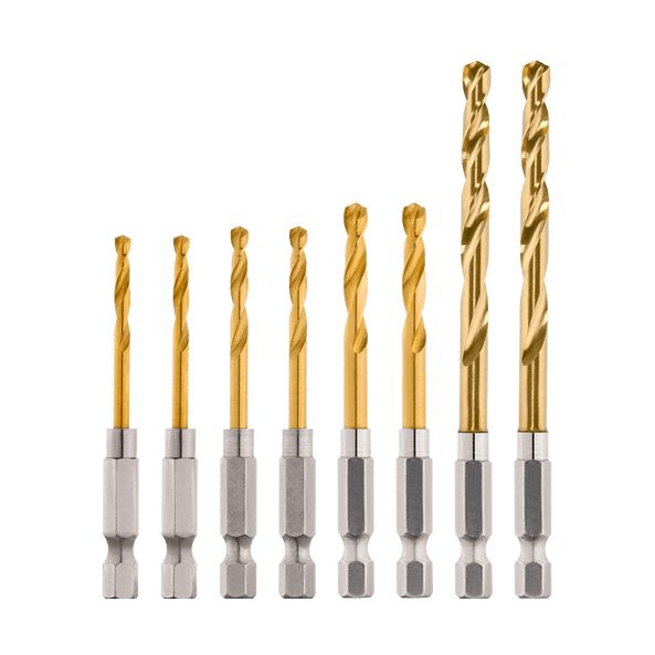 8 Pack SHOCKWAVE™ Red Helix Titanium Drill Bit Rivet Size Set 48894868 by Milwaukee