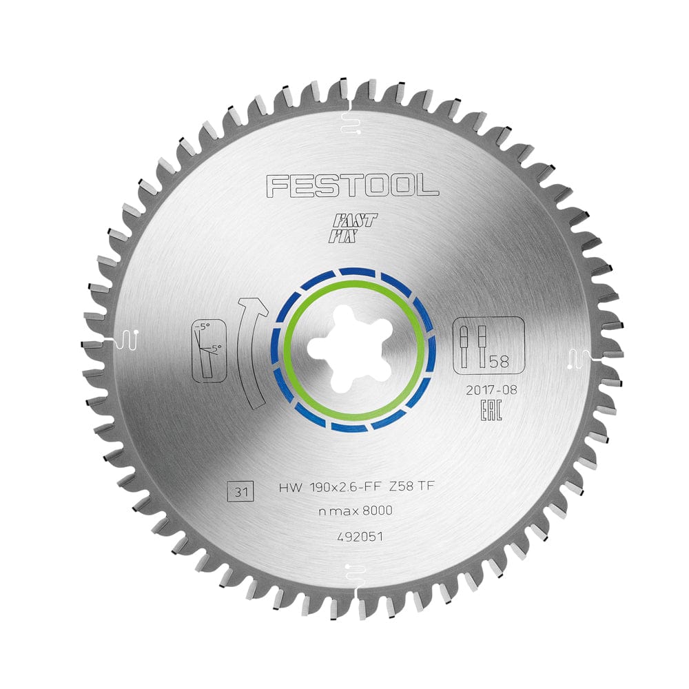 190mm x 2.6mm x 58T Aluminium Saw Blade 492051 by Festool