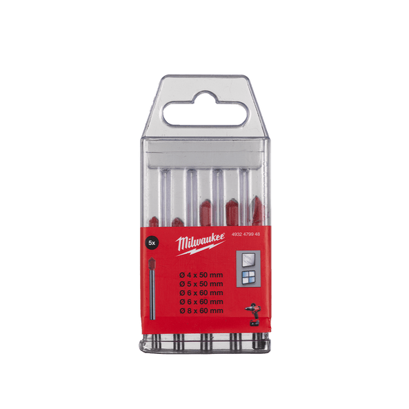 Milwaukee 5Pce Glass & Tile Drill Bit Set 4932479948